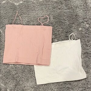 2 Miami Ribbed Tops (Pink and Cream)